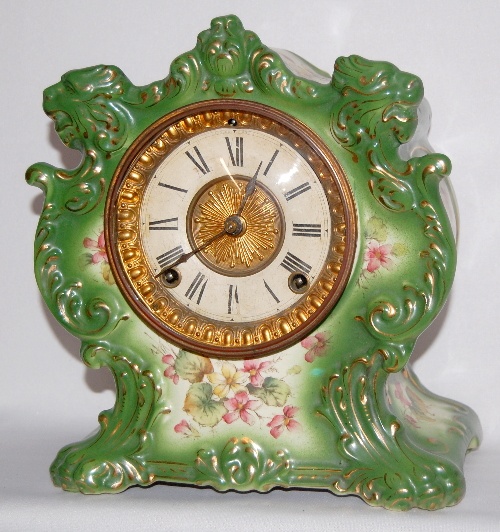 Antique Ansonia “Tempest” Porcelain Clock, Case Signed