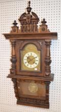 Walnut Berliner Style Time and Strike Wall Regulator Clock