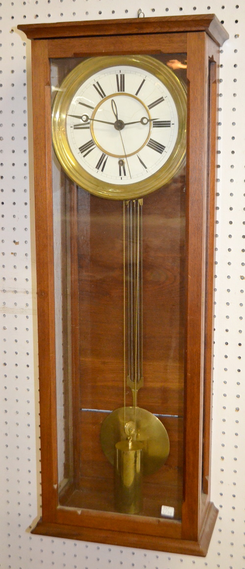 Antique 3 Glass Walnut Case Clock with 1 Weight Movement