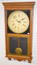 Antique Sessions “Regulator H” Oak Calendar Wall Clock