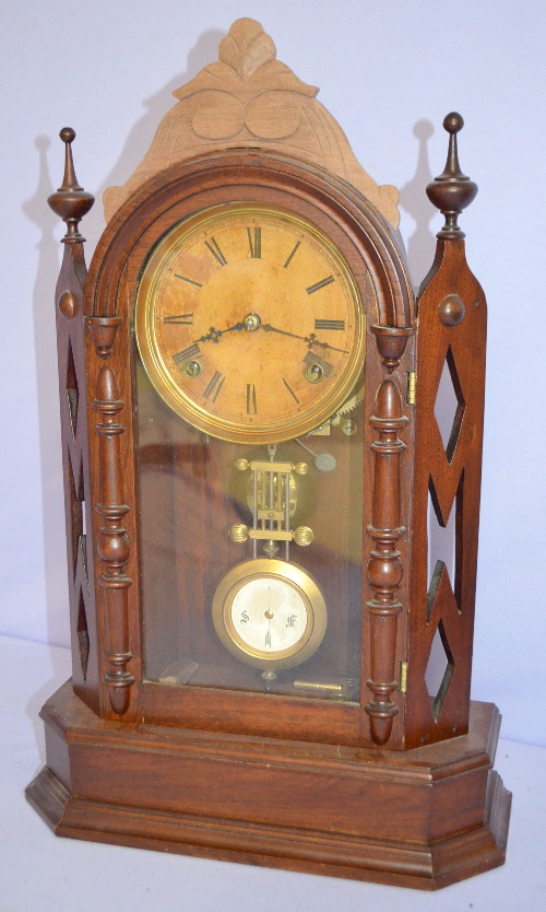 Antique G. Jones “Turret” Walnut Kitchen Clock