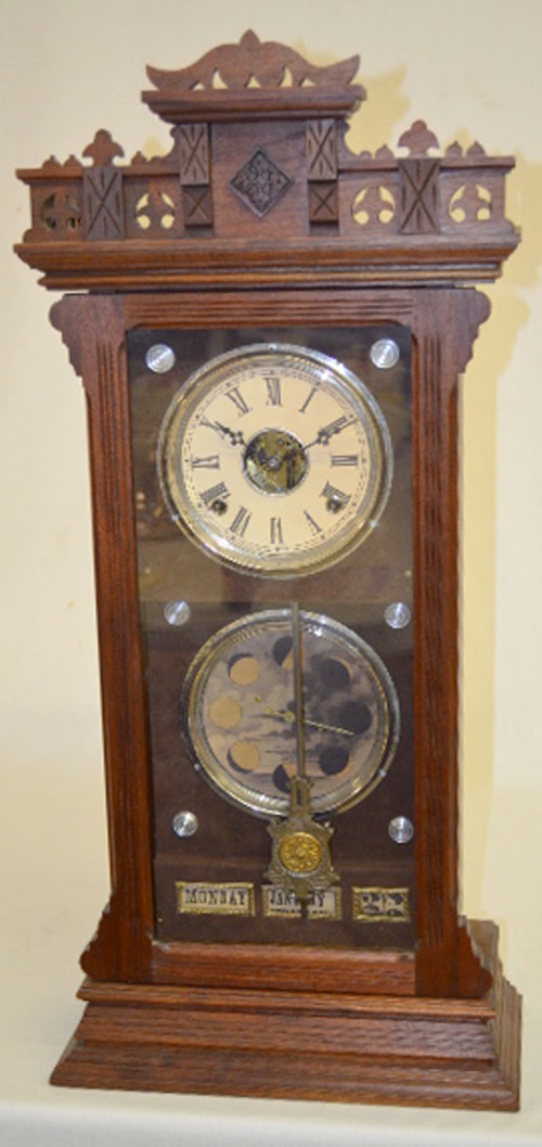 Macomb Walnut Moon Phase Calendar Clock