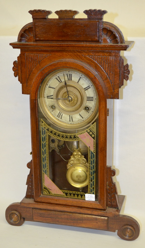 Antique New Haven “Drave” Walnut Kitchen Clock