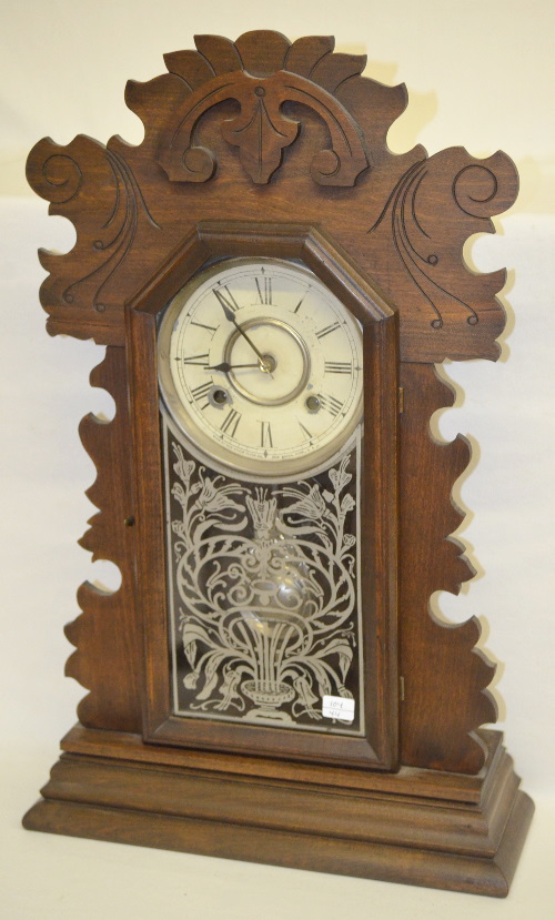 Antique New Haven Walnut Kitchen Clock