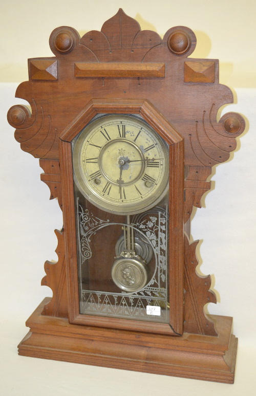 Antique Walnut Waterbury Kitchen Clock