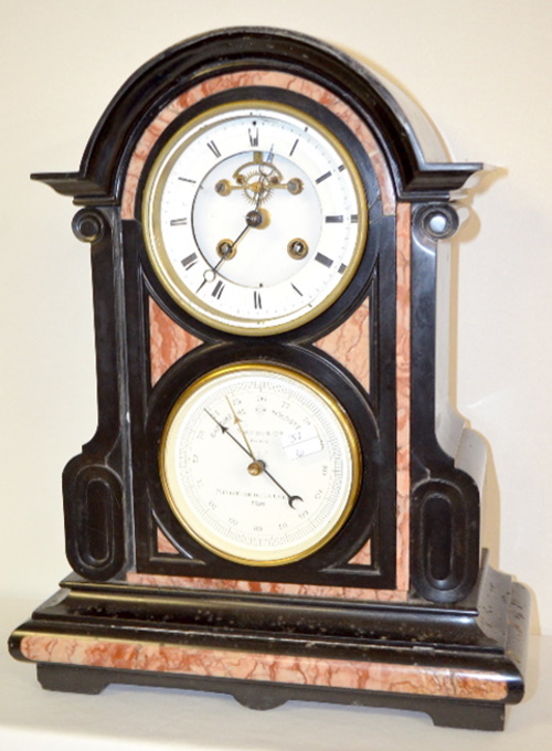 Antique French Naudet & Cie Marble Clock Barometer