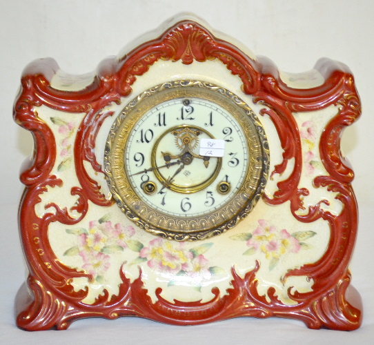 Antique Ansonia Ossipee Porcelain Shelf Clock