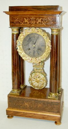 Empire Inlaid Shelf Clock, Time & Ball Strike