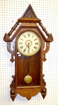 EN Welch Carved Walnut Hanging Wall Clock