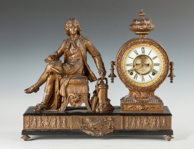 Ansonia “Denis Papin” Figural Mantle Clock