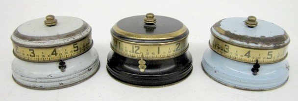 Group of 3 Miniature Metal Tape Measure Clocks