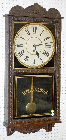 Antique Oak Waterbury Store Regulator Clock