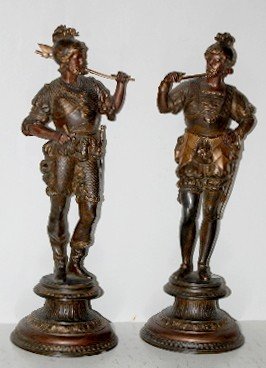 Pair of Warrior Clock Statues