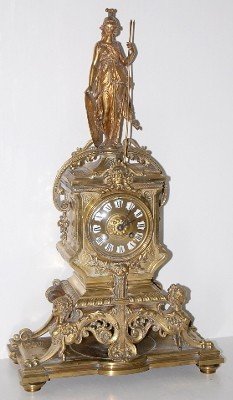 Antique Bronze Tiffany Clock w/ Lady Warrior