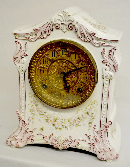 Antique Ansonia Porcelain Shelf Clock