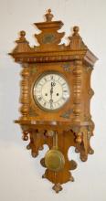 Antique Ornately Carved Open Well Swinger Wall Clock