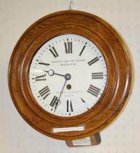 Antique English Round Schoolhouse Clock