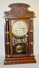 Antique Eureka Walnut Calendar Parlor Clock