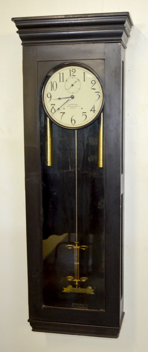 Antique International Time Recording 2 Weight Clock