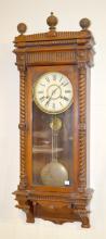 Antique Waterbury “Perth” 8 Day Walnut Wall Regulator Clock