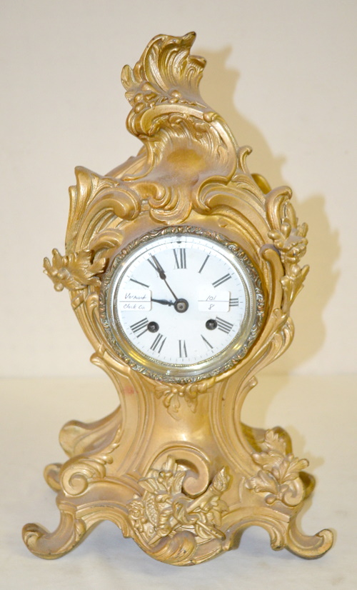 Antique Vermont Clock Co. Metal Case Mantel Clock