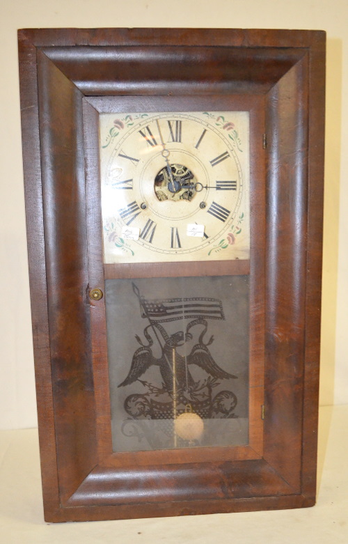 Antique Jerome OG Shelf Clock with Brass Movement