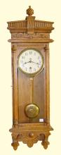 Antique Waterbury “Halifax” Oak Wall Regulator Clock