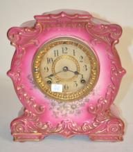 Antique Ansonia “Ram” Porcelain Shelf Clock