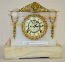 Antique Seth Thomas White Marble Clock With Open Escapement