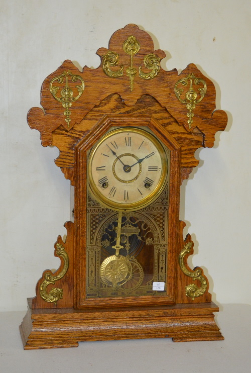 Antique Oak Seth Thomas Metal Series Kitchen Clock