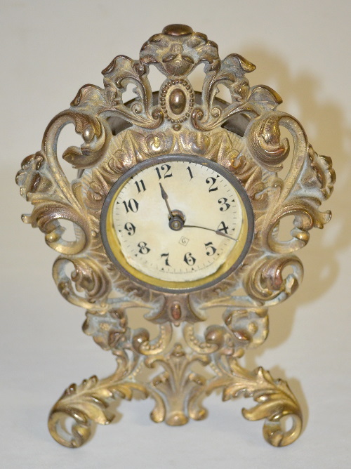 Antique Metal Scroll and Floral Novelty Clock