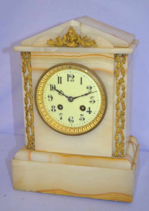 Antique Onyx Shelf Clock with Japy Freres Movement