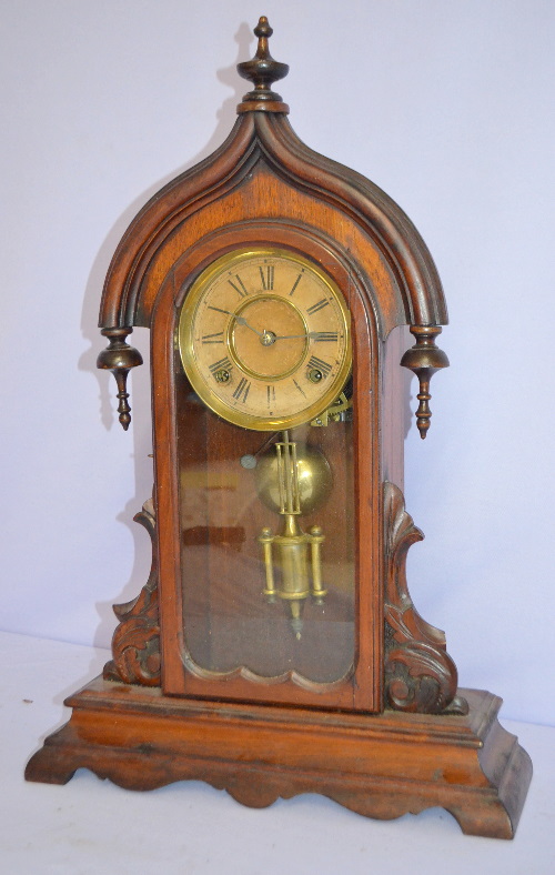 Antique Walnut Parlor Clock with Waterbury Movement