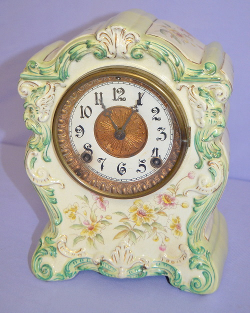 Antique Ansonia “Chemung” Porcelain Shelf Clock