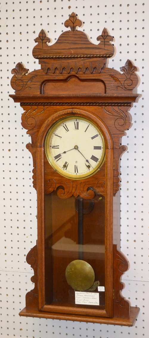 Antique New Haven “Maywood” Oak Wall Clock