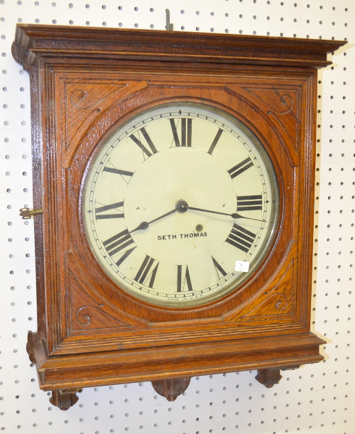 Antique Oak Seth Thomas Gallery Clock