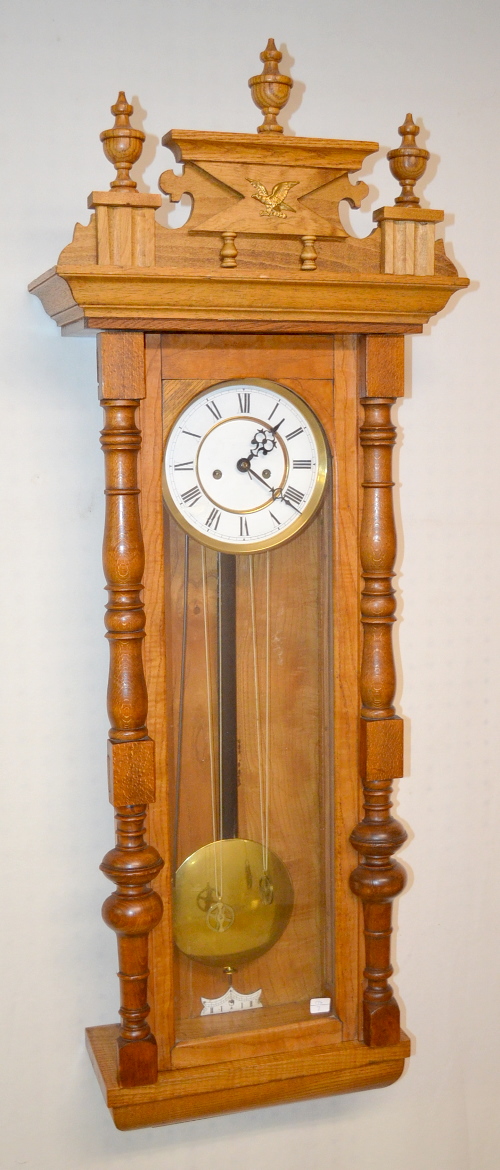 Antique Gustav Becker 2 Weight Oak Vienna Regulator Clock