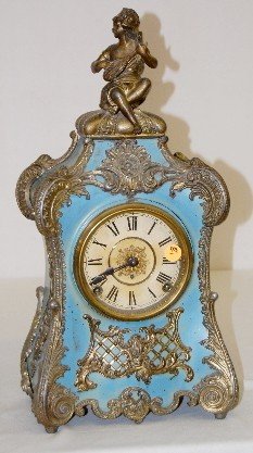 Kroeber “Pompadour” Enameled Iron Mantel Clock