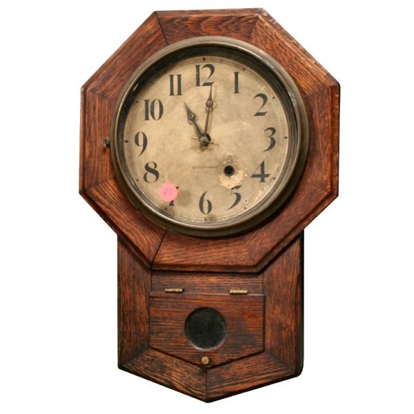 Hard to find late 1800’s miniature octagon drop front wall clock