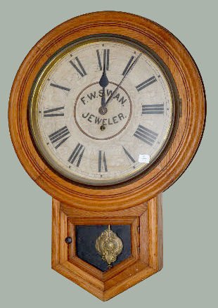 Waterbury Oak Advertising Short Drop Clock