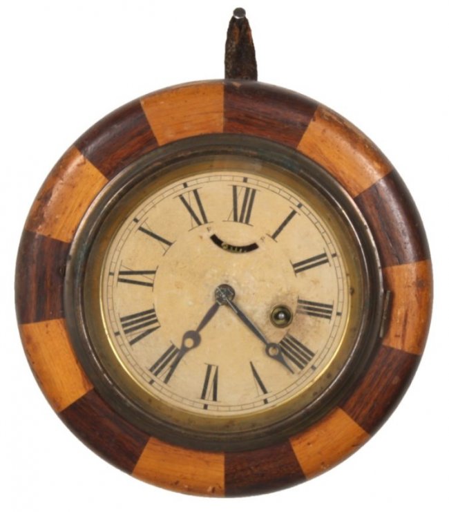 Ingraham Round Mosiac Lever Clock