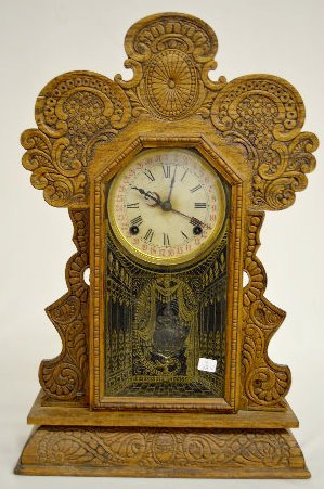 Ingraham “Gila” Oak Calendar Kitchen Clock