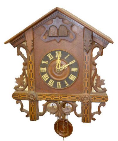 Antique Inlaid 3 Wt. Cuckoo & Quail Clock