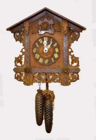 Antique Inlaid 2 Weight 8 Day Cuckoo Clock