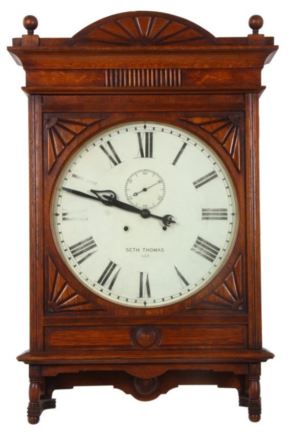 Oak Seth Thomas 18 in. Lobby Clock