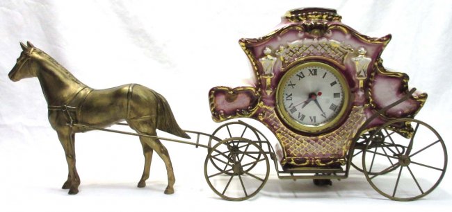 Porcelain Carriage & Horse Clock