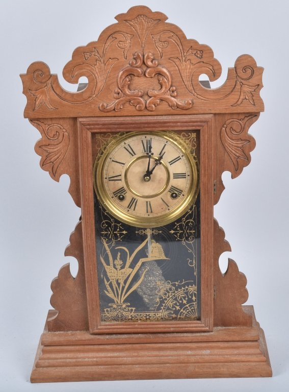 ANTIQUE WELCH OAK KITCHEN CLOCK