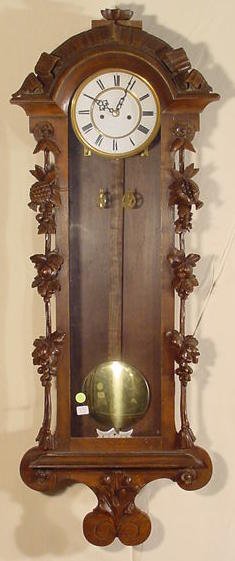 2 Wt. Unsigned Walnut Stained Carved Clock