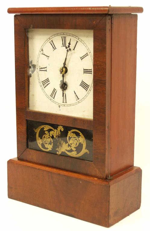 UNUSUAL ANTIQUE E.N. WELCH MAHOGANY COTTAGE CLOCK