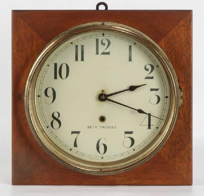 A SETH THOMAS OAK GALLERY CLOCK OFFICE NO, 1